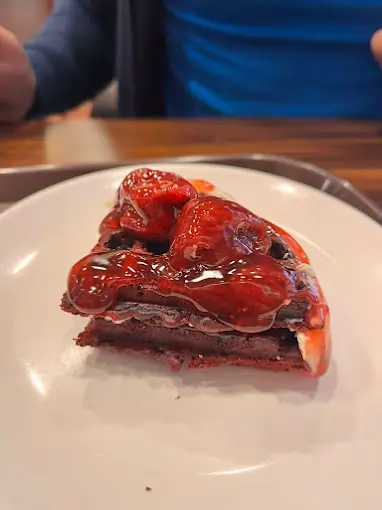 Waffles with chocolate and strawberries